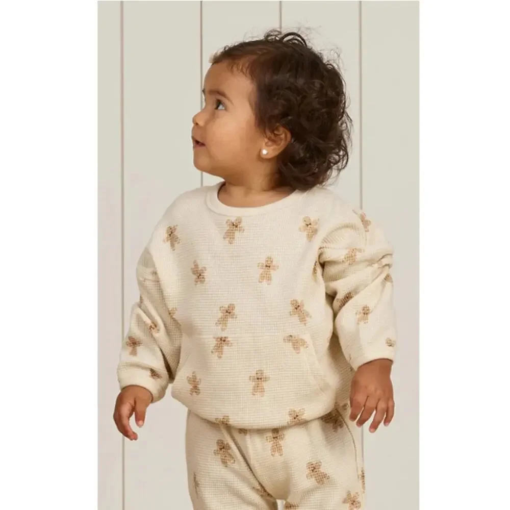 Quincy Mae Baby Gingerbread Waffle Slouch Set Size 6-12 M